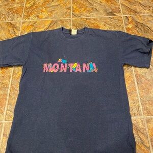 Vintage Single Stitch Montana Navy Graphic Men's T-Shirt